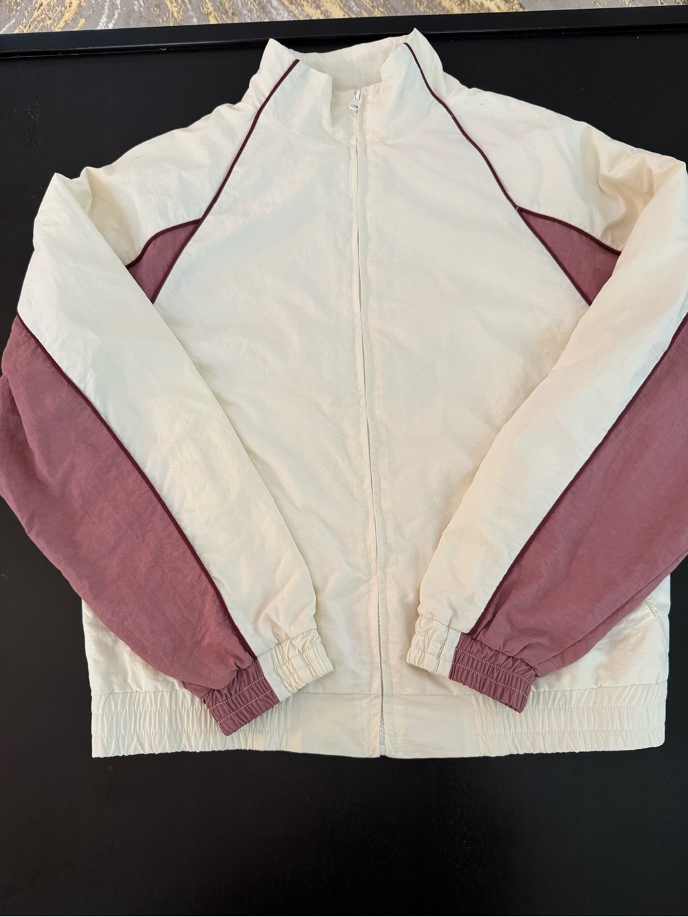 Forever 21 Cream and Mauve Colorblock Track Jacket And Shorts